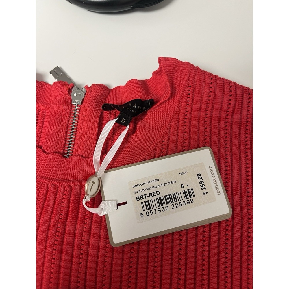 NWT Ted Baker Kamylia Knit Skater Dress 5 Red Career Interview Textured Stretch - Picture 9 of 15